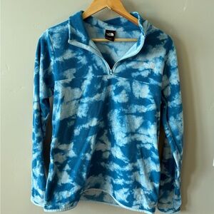 The North Face Light Blue & White Tie-Dye Quarter Zip Fleece